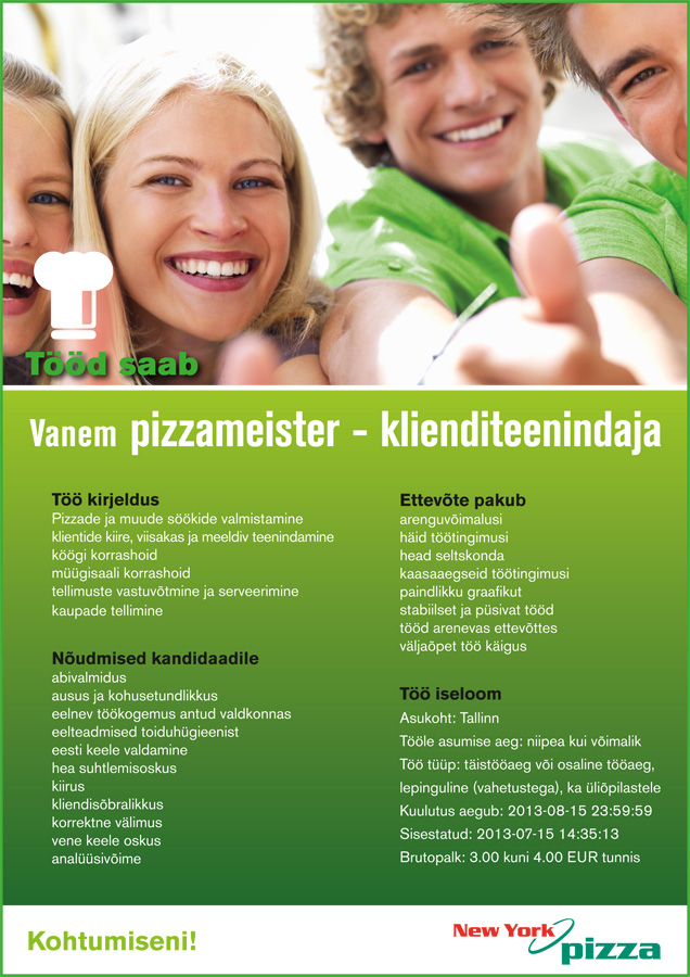 SAMBAR OÜ VANEM Pizzameister/klienditeenindaja