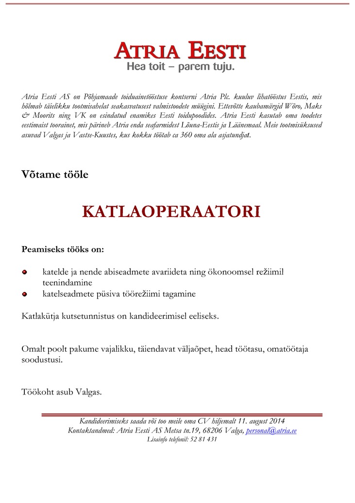 CVKeskus.ee klient Katlaoperaator