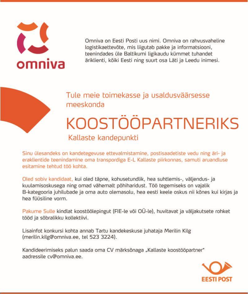 CVKeskus.ee klient Koostööpartner (Kallaste kandepunkt)