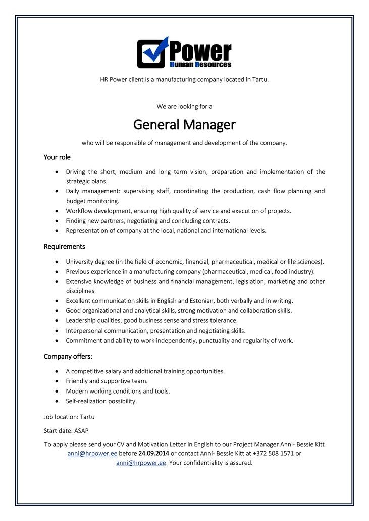 HR Power OÜ General Manager