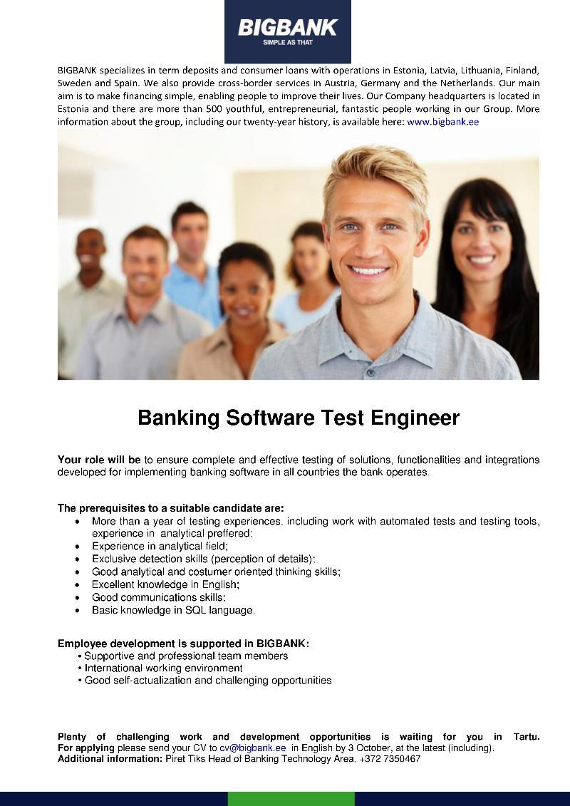 BIGBANK AS Banking Software Test Engineer 
