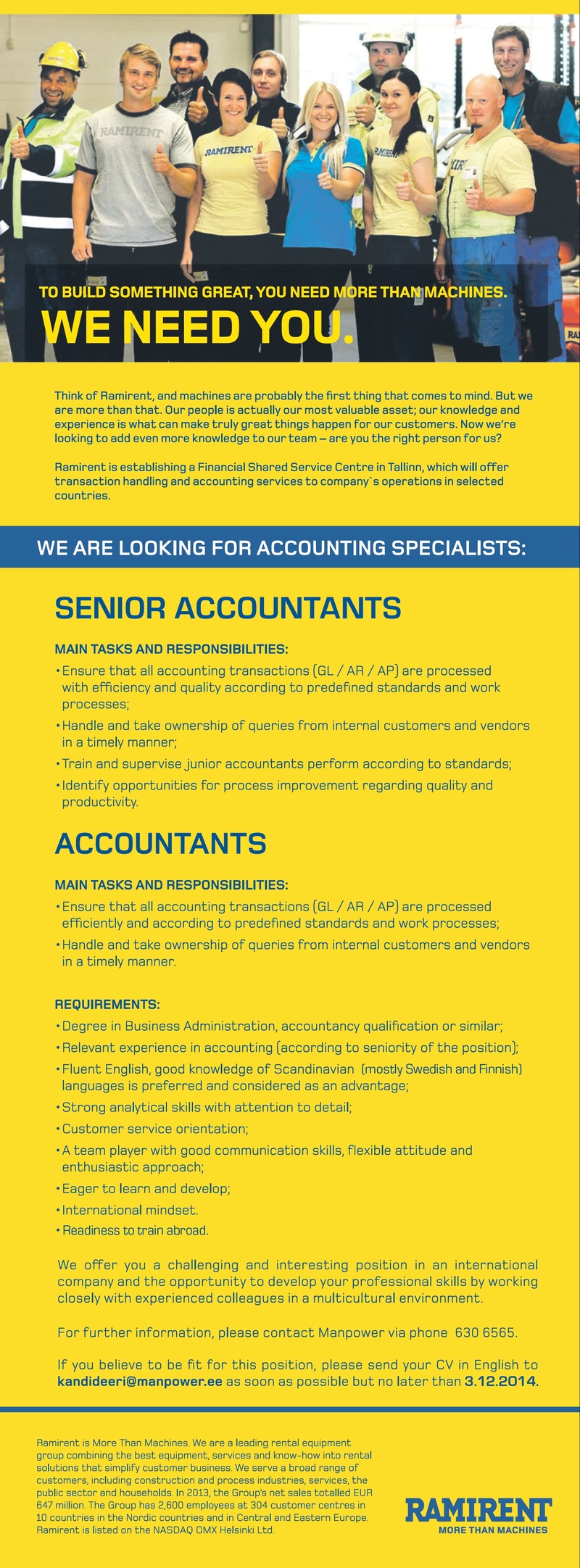 Manpower OÜ Accountant / Senior accountant