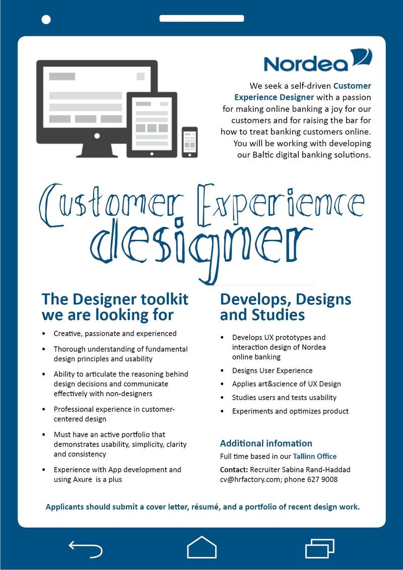 HR factory OÜ Customer Experience Designer