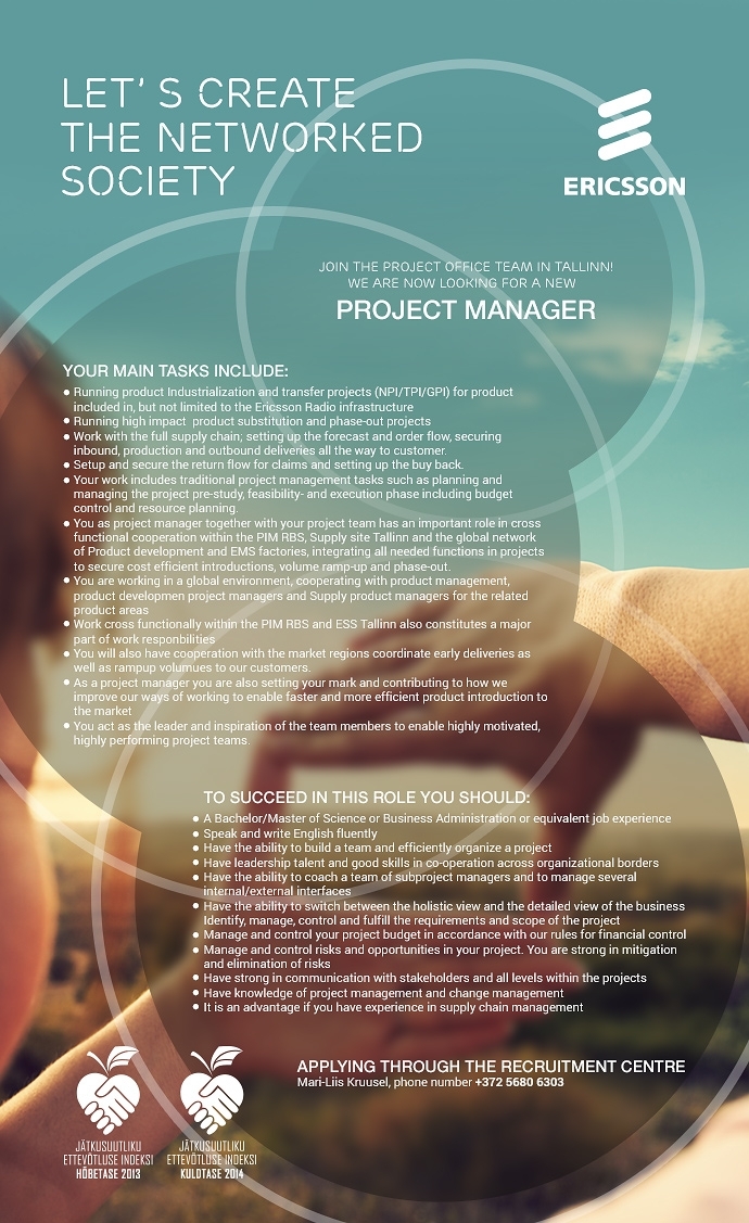 Ericsson Eesti AS Project manager