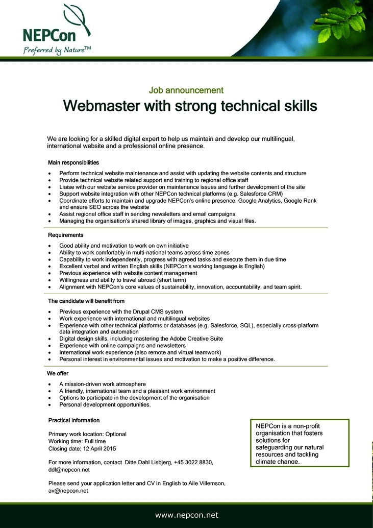 NEPCON OÜ Technical Webmaster