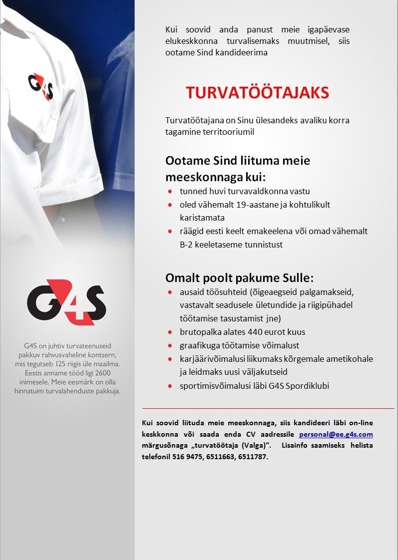 AS G4S Eesti Turvatöötaja (Valga)
