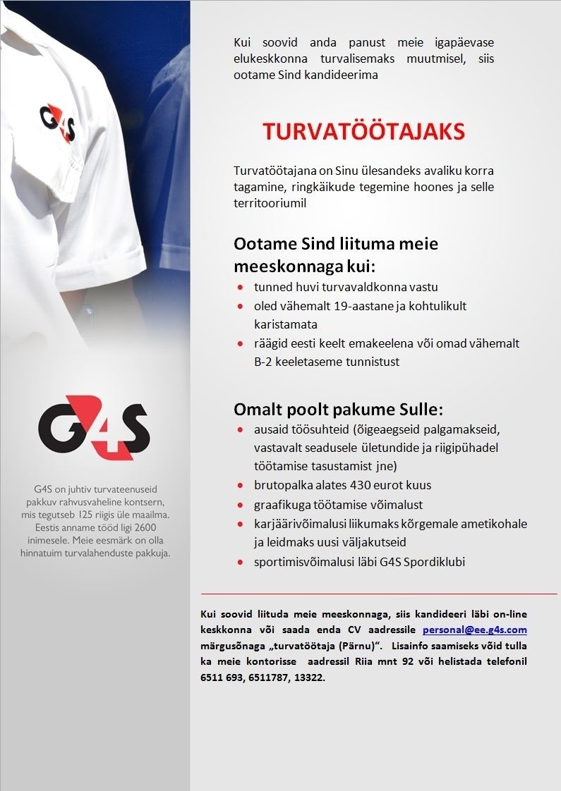 AS G4S Eesti Turvatöötaja (Pärnu)
