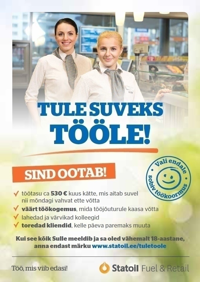 AS Statoil Fuel & Retail Eesti Müüja-klienditeenindaja Tallinna teenindusjaamas suveperioodiks