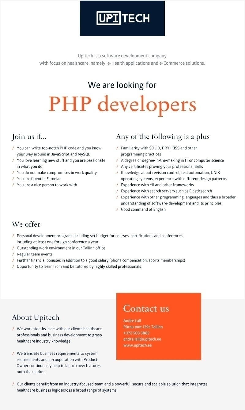 UPITECH OÜ PHP developers