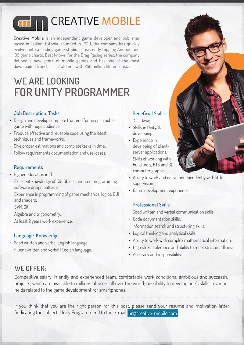 Creative Mobile OÜ Unity Programmer