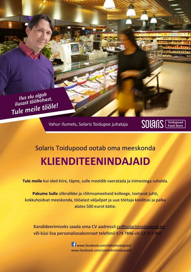 Abc Supermarkets AS KLIENDITEENINDAJA Solaris Toidupoodi