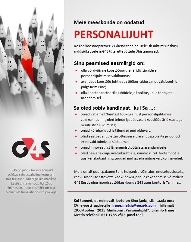 AS G4S Eesti Personalijuht