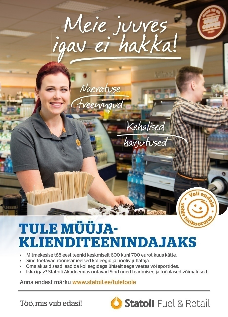 AS Statoil Fuel & Retail Eesti Müüja-klienditeenindaja Tallinna teenindusjaamades 11/2015