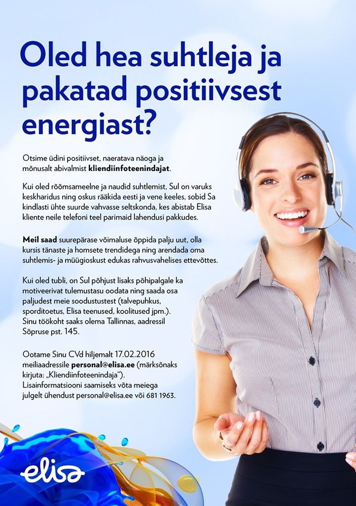 Elisa Eesti AS Kliendiinfoteenindaja