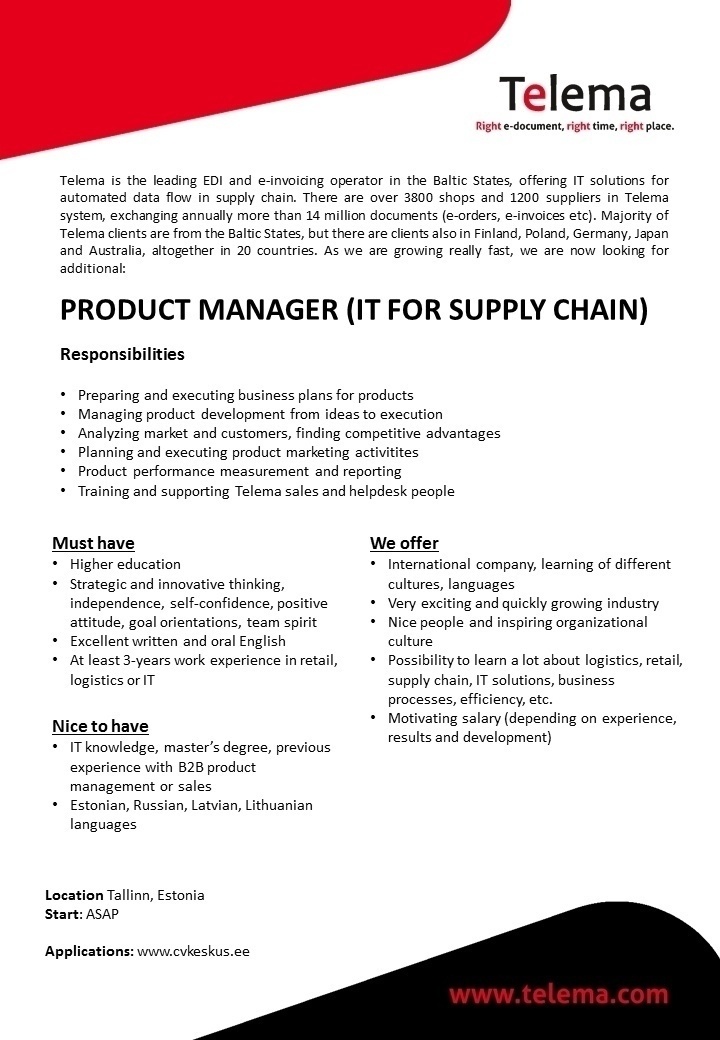 Telema AS Product Manager