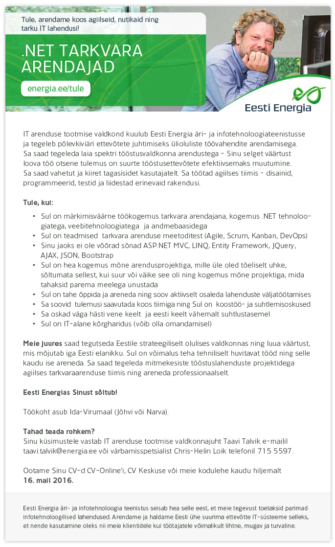 Eesti Energia AS .NET TARKVARA ARENDAJAD