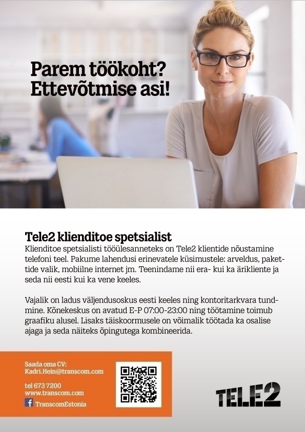 Transcom Eesti OÜ Tele2 klienditugi