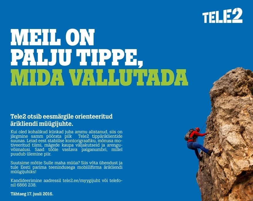 Tele2 Eesti AS Ärikliendi müügijuht
