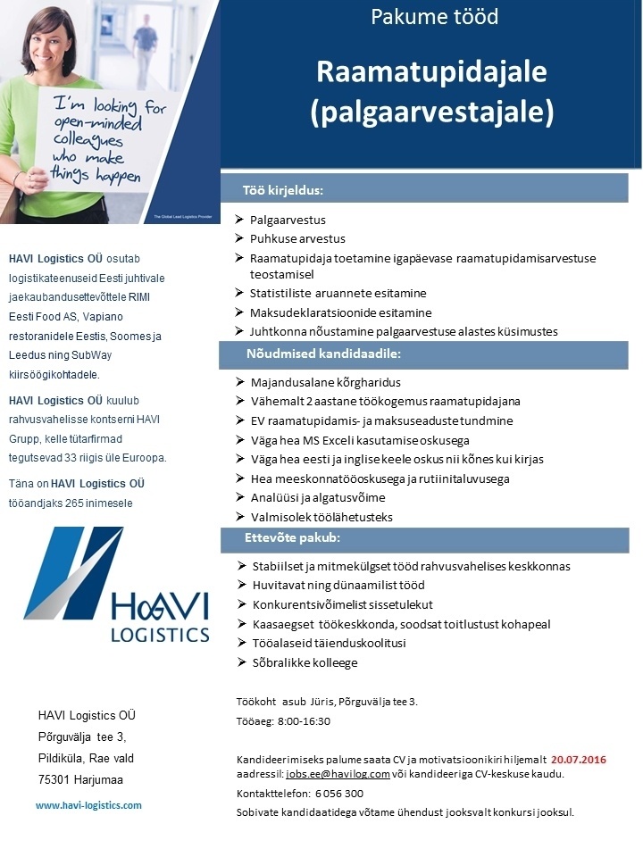 HAVI Logistics OÜ Raamatupidaja /palgaarvestaja