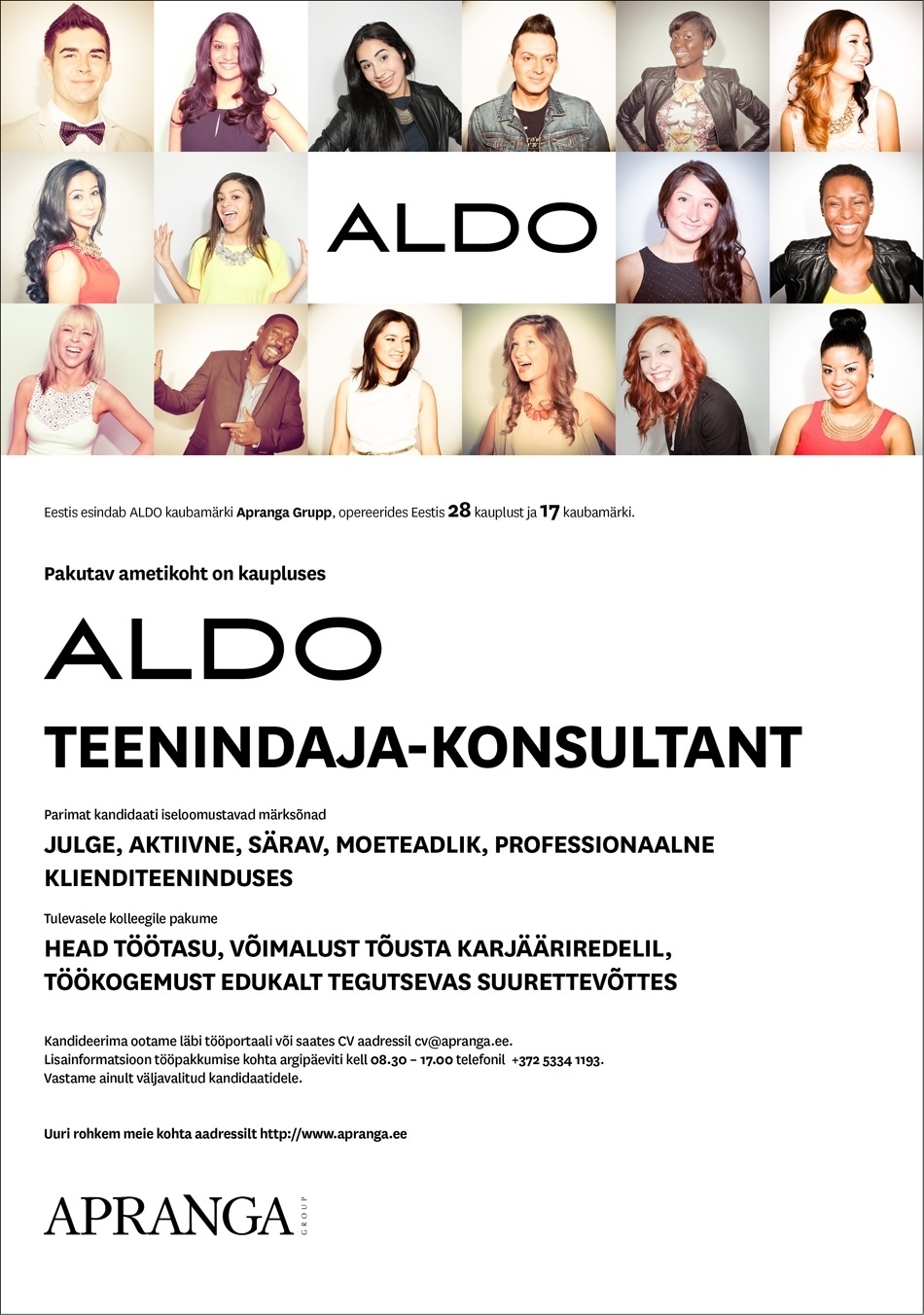 Apranga Estonia OÜ ALDO teenindaja-konsultant