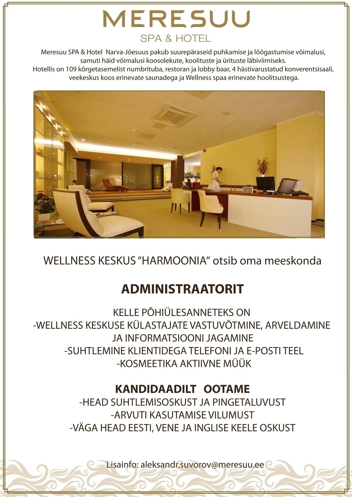 Egeria Kinnisvara OÜ /Meresuu SPA & Hotel Wellness keskuse administraator
