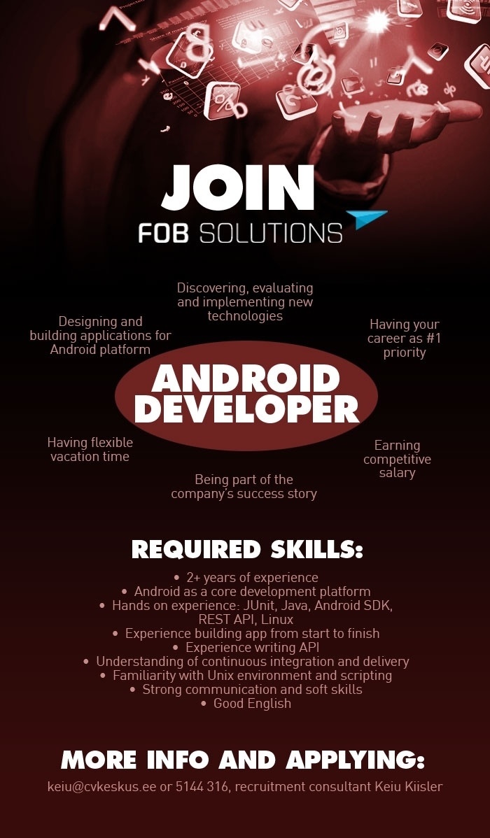 CV KESKUS OÜ FOB Solutions is looking for Android developer
