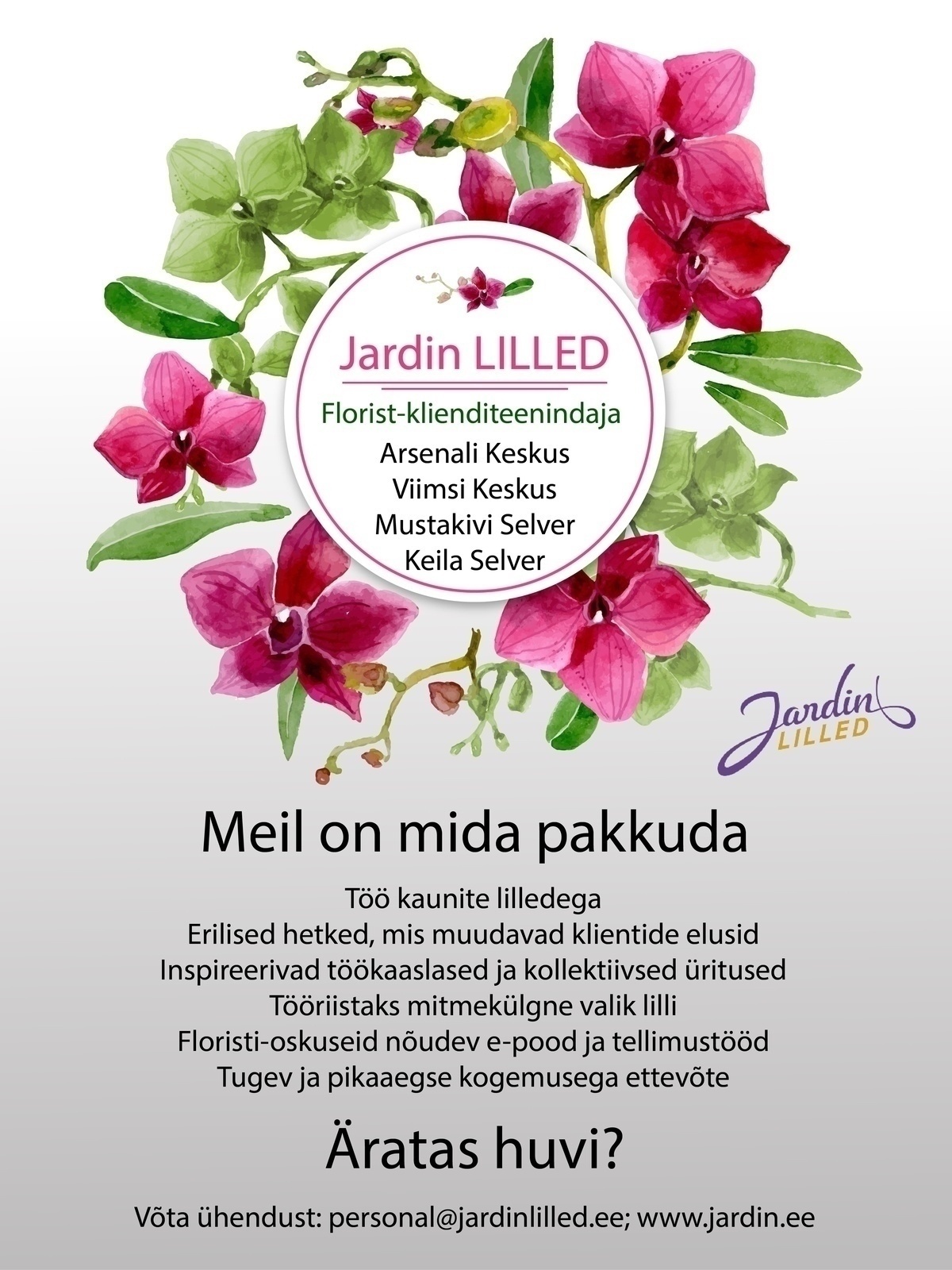 Jardin OÜ Florist-klienditeenindaja (Viimsi ja Mustakivi Selver)