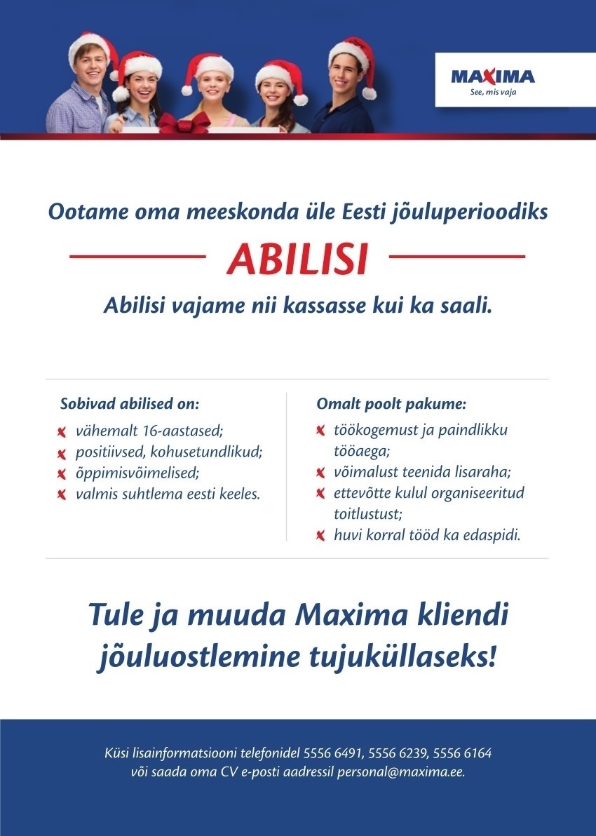 Maxima Eesti OÜ Ootame oma meeskonda päkapikke