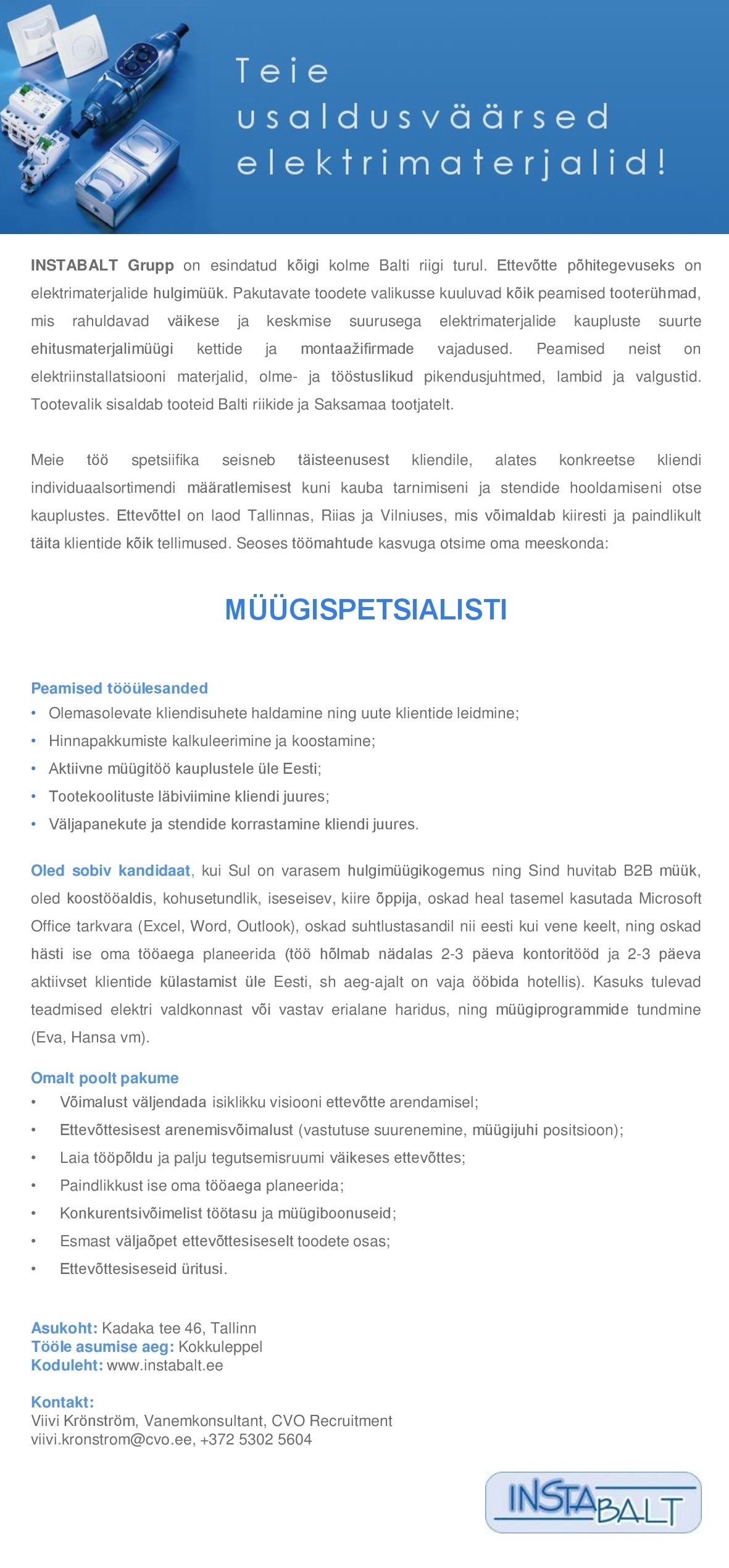 Recruitment Estonia OÜ Müügispetsialist