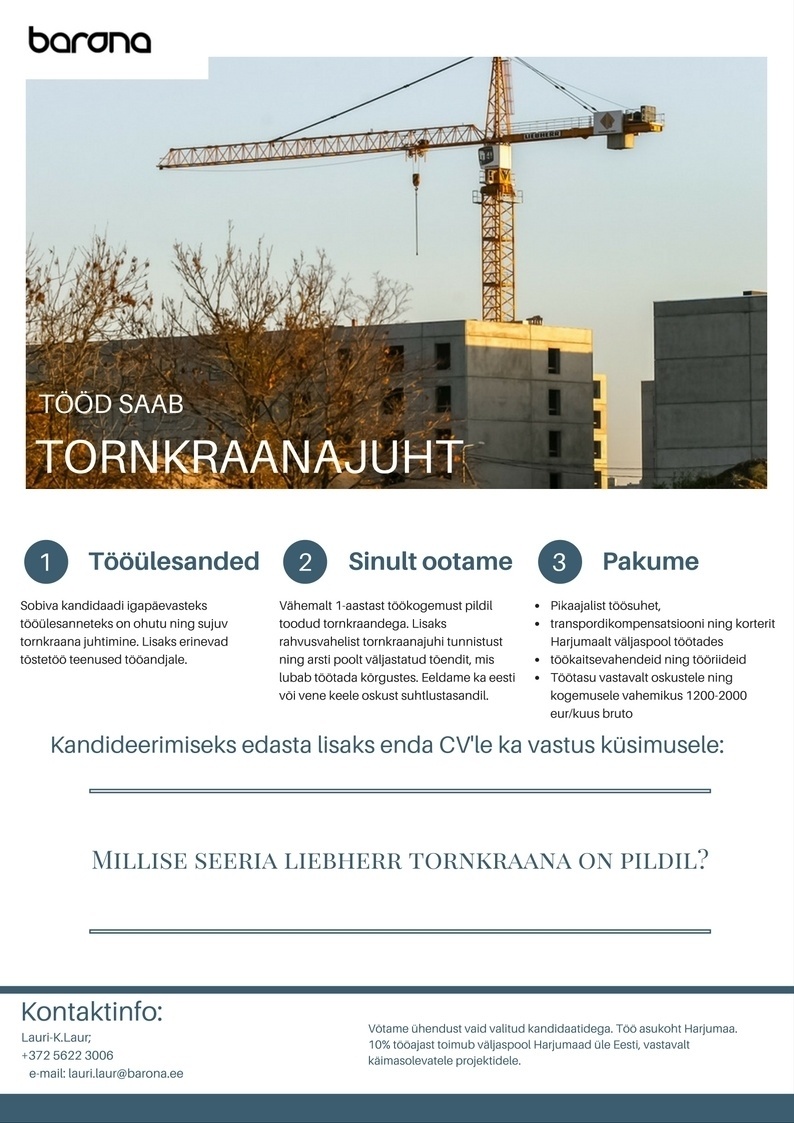 Barona Eesti OÜ Tornkraanajuht
