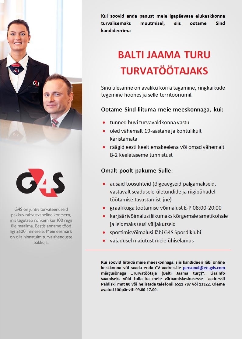 AS G4S Eesti  Turvatöötaja (Balti Jaama turg)