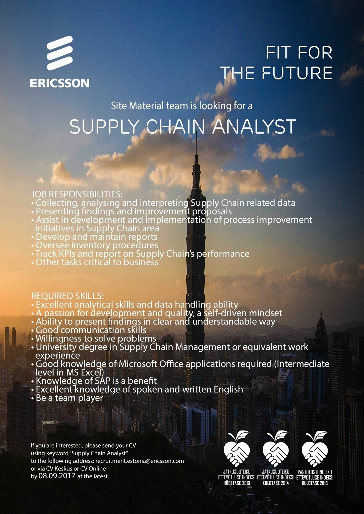 Ericsson Eesti AS Supply Chain Analyst