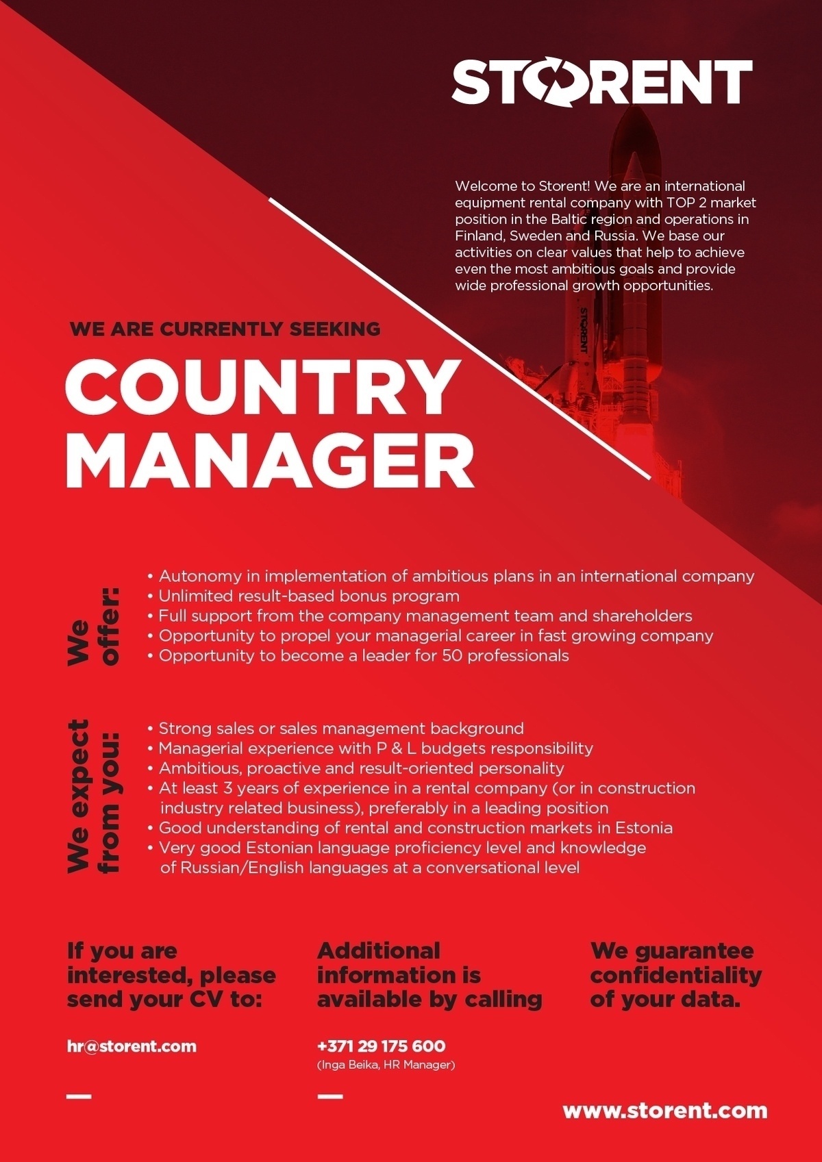 Storent OÜ COUNTRY MANAGER