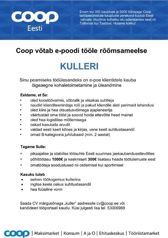Coop Eesti Keskühistu E-poe kuller 