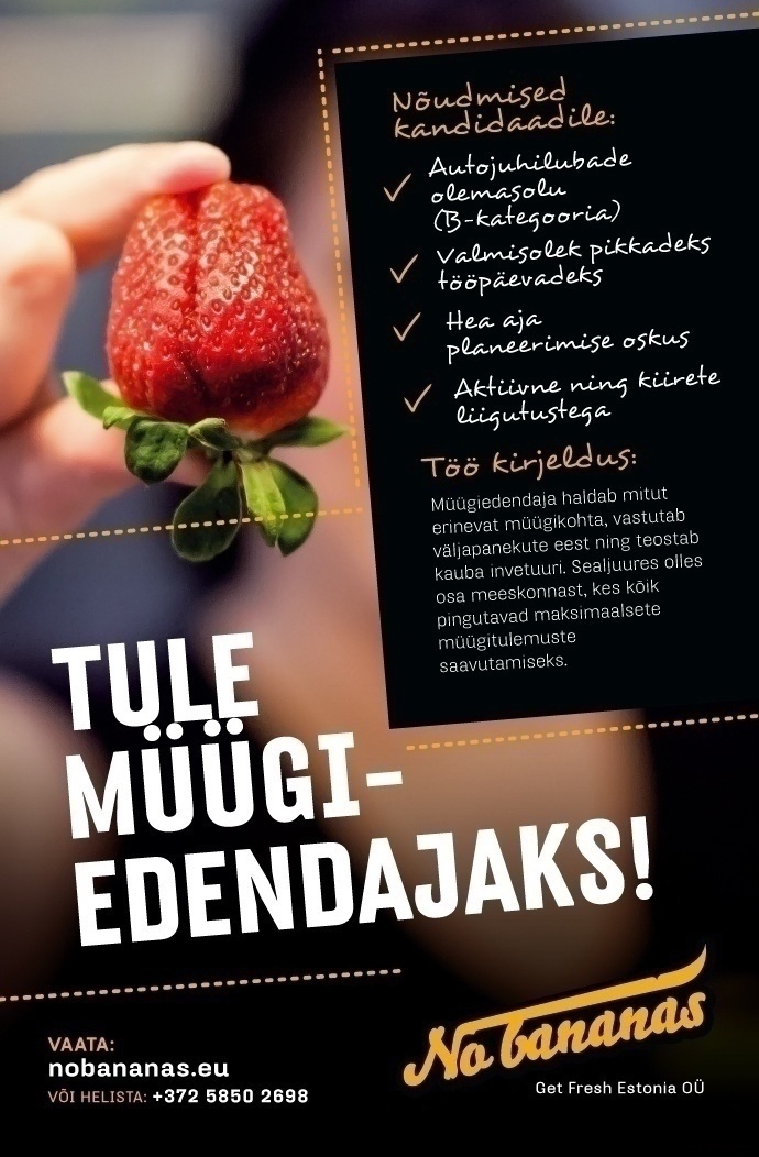 No Bananas / Get Fresh Estonia OÜ Müügiedendaja