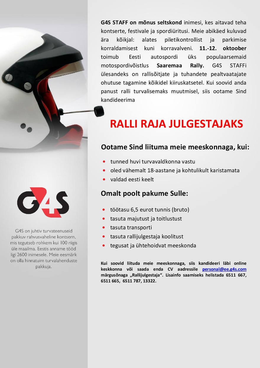 AS G4S Eesti Ralli raja julgestaja (Saaremaa Rally)