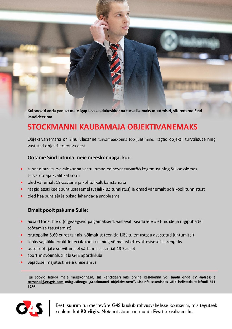 AS G4S Eesti Stockmanni kaubamaja objektivanem