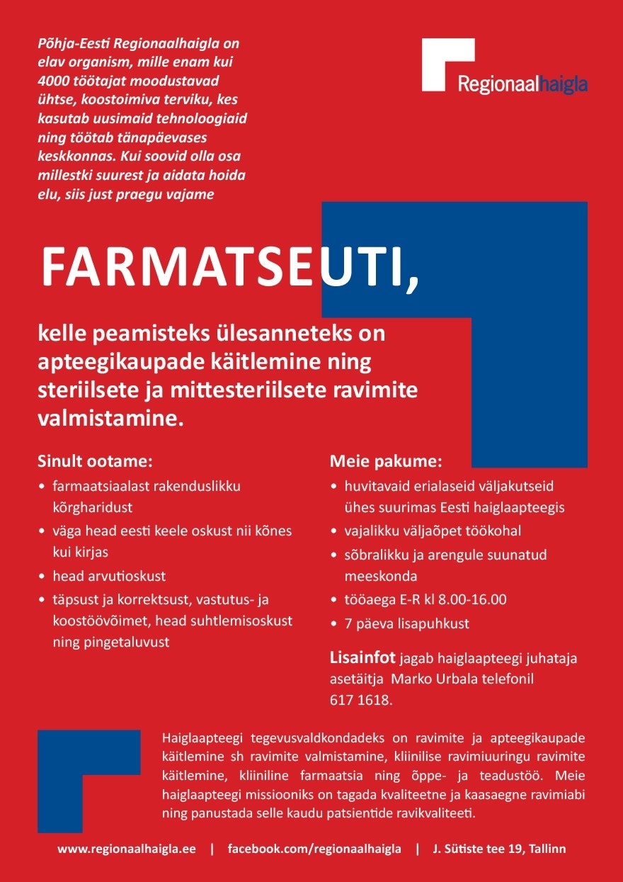 Põhja-Eesti Regionaalhaigla SA Farmatseut