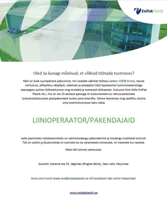 EstPak Plastik AS Liinioperaator / pakendaja