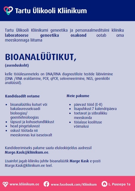 Tartu Ülikooli Kliinikum SA Bioanalüütik