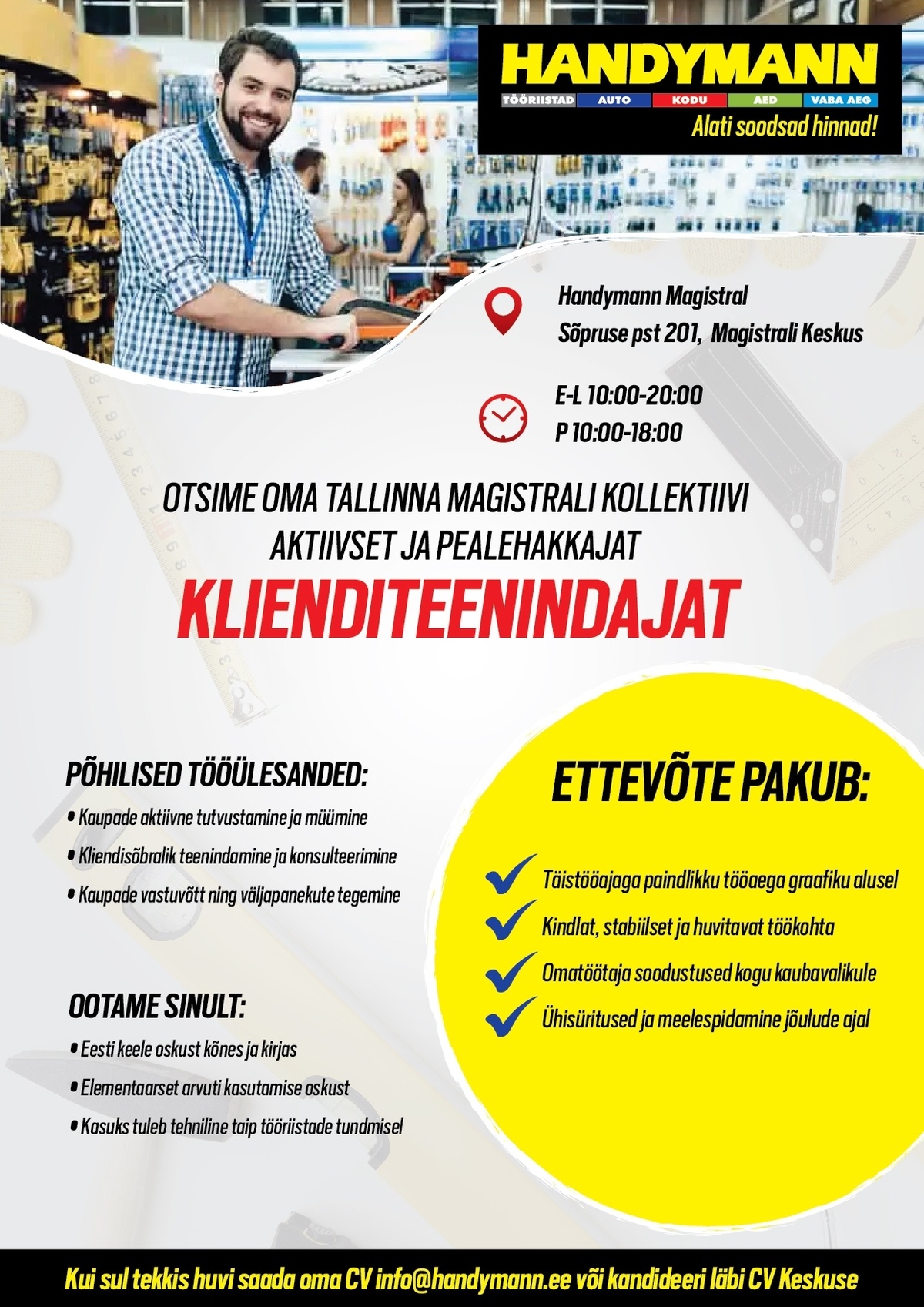 Handymann OÜ Klienditeenindaja Tallinna Magistrali Handymanni