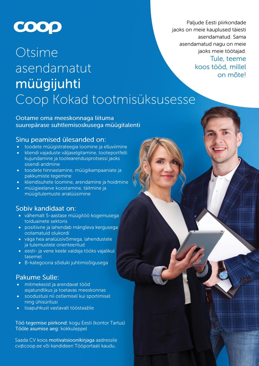 Coop Eesti Keskühistu Müügijuht (Coop Kokad, Tartu)