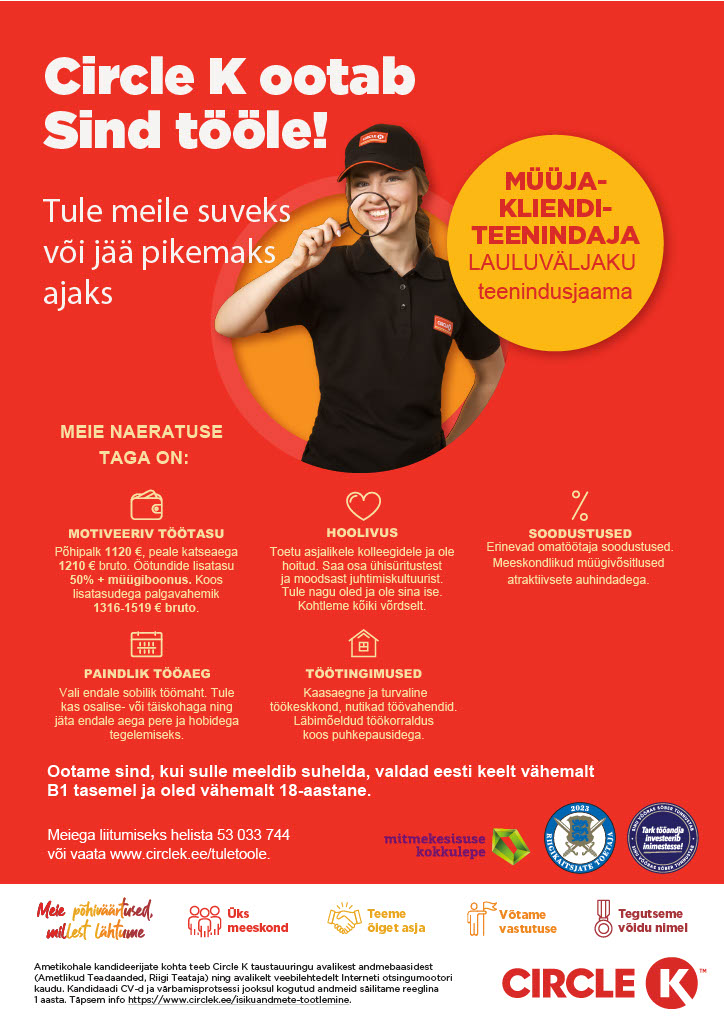 Circle K Eesti AS Müüja-klienditeenindaja Lauluväljaku teenindusjaama