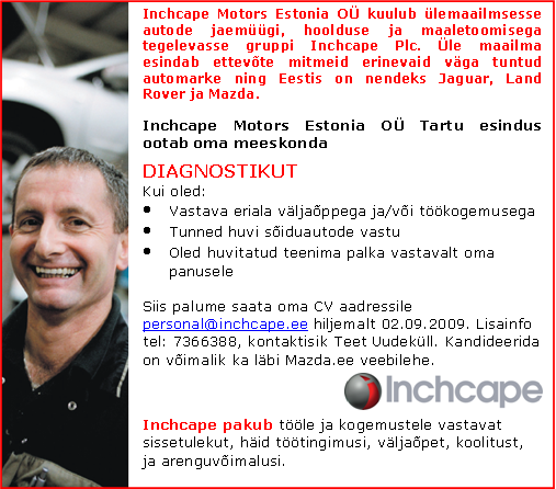 Inchcape Motors Estonia OÜ Diagnostik