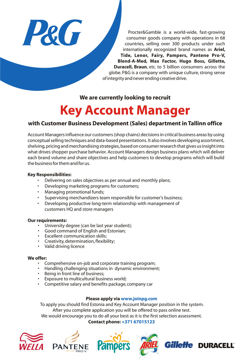 Procter & Gamble Marketing Latvia LTD Key Account Manager