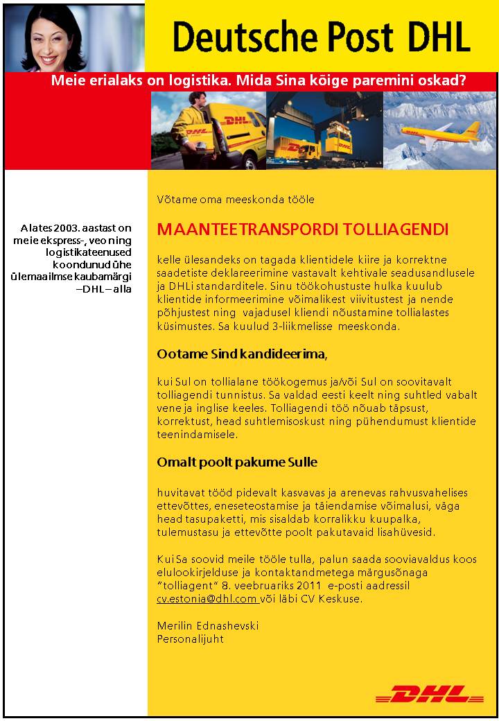 DHL Estonia AS Tollideklarant
