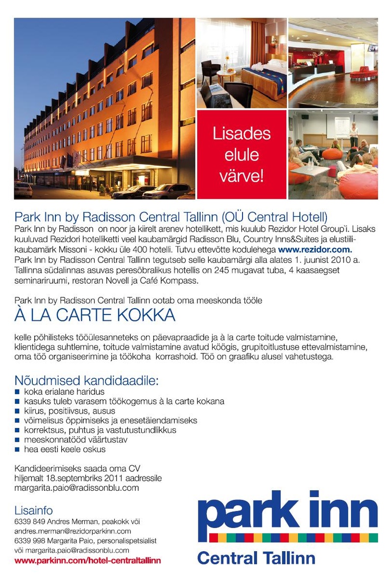 OÜ Central Hotell Á LA CARTE KOKK