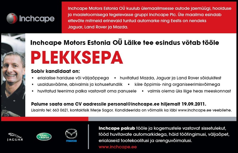 Inchcape Motors Estonia OÜ Plekksepp