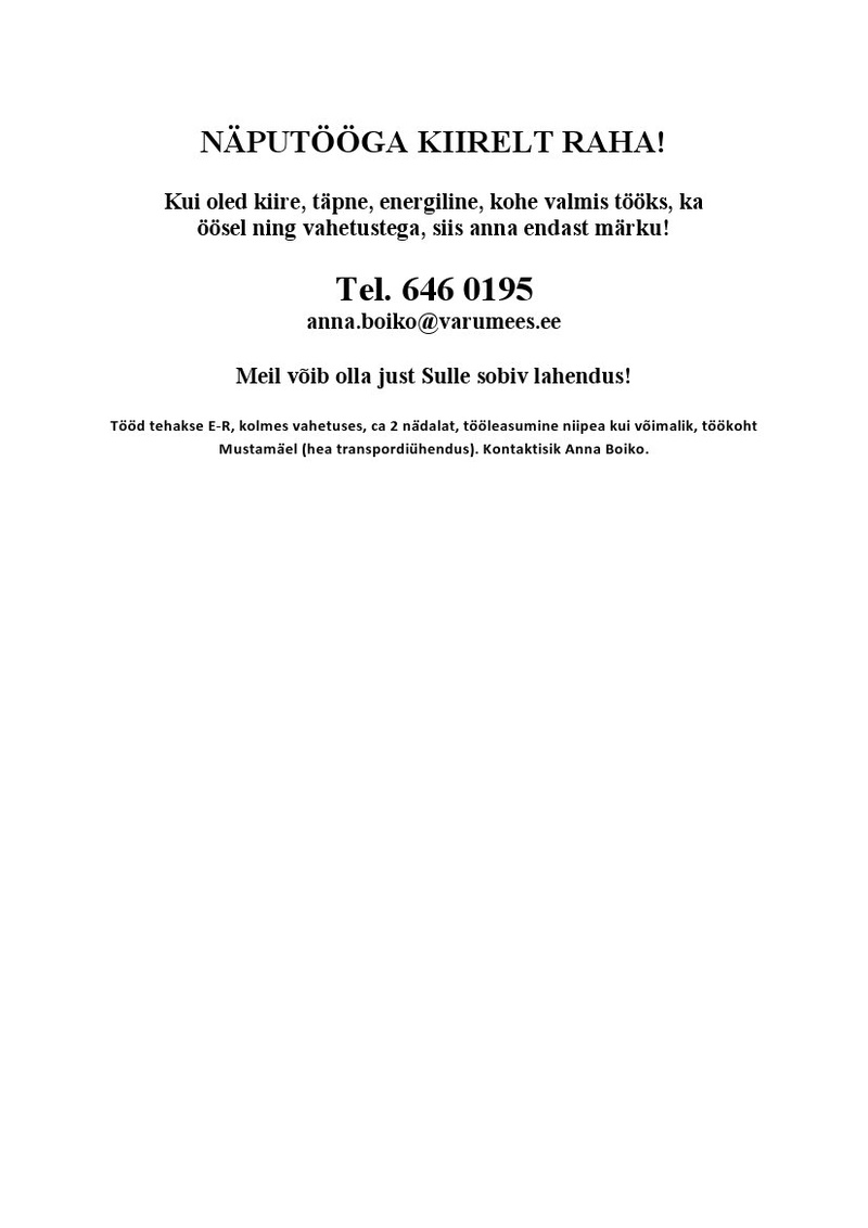 Varumeesteenindus OÜ Operaator