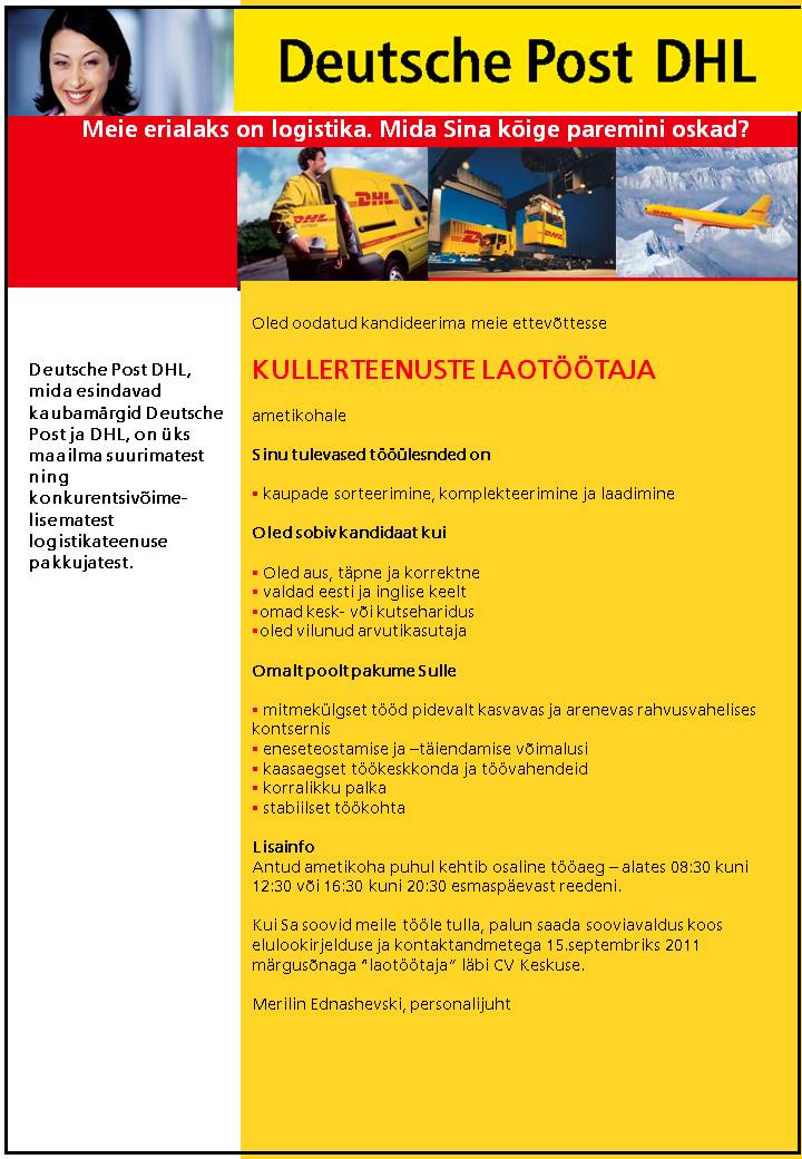 DHL Estonia AS Laotöötaja